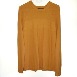 Cotton Cashmere Sweater Mens Mustard Lightweight Knit Minimal Luxury Crewneck